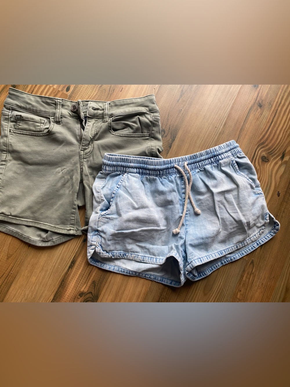 aerie Light Blue Elastic-Waist Shorts